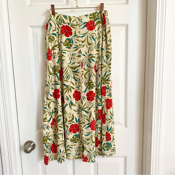 Lands' End Dresses & Skirts - Floral lands end button up skirt
